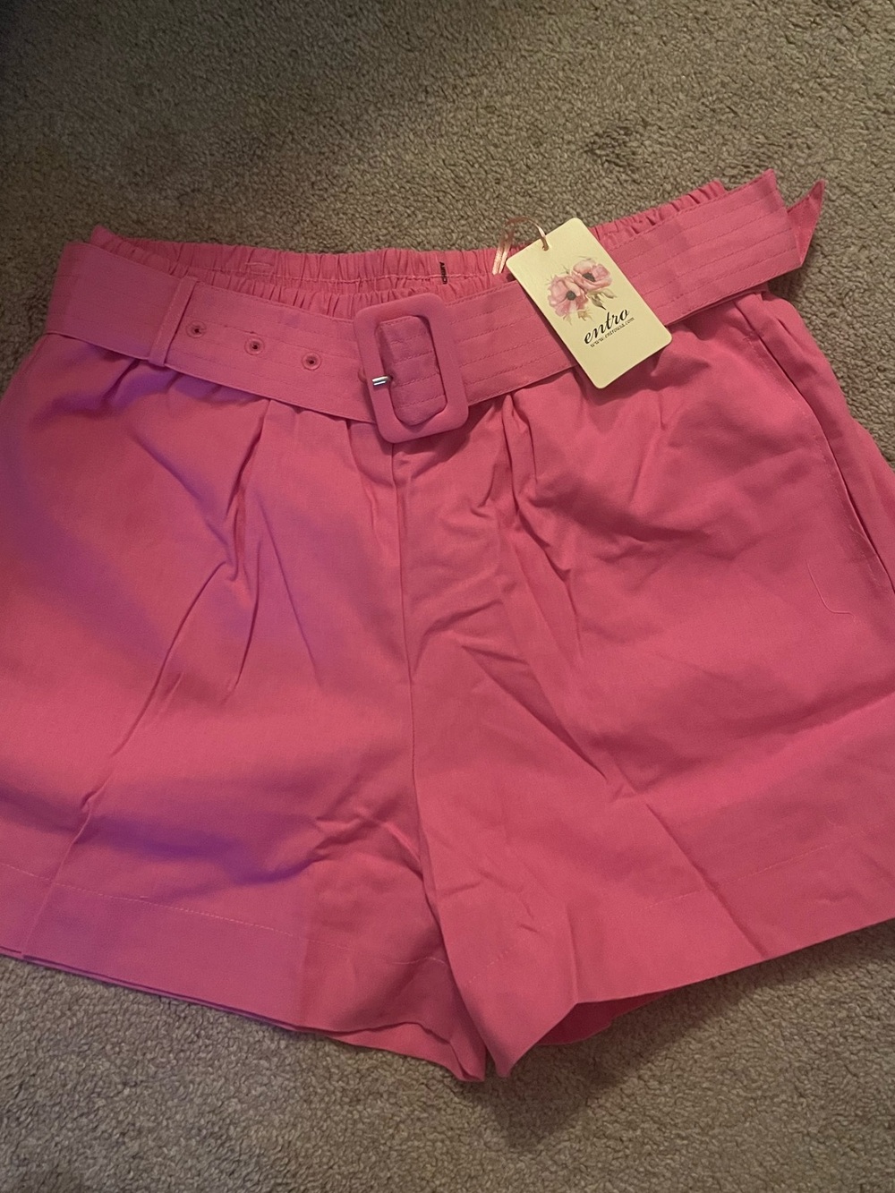 NWT Women’s High-Waist Belted Shorts - Pink - Picture 2 of 6